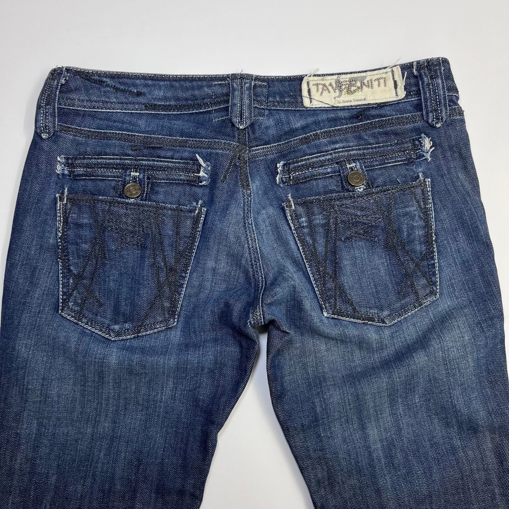 Taverniti So Jeans Janis Punk Women Size 29 Dark Blue Distressed Low Rise Flare - Picture 13 of 13